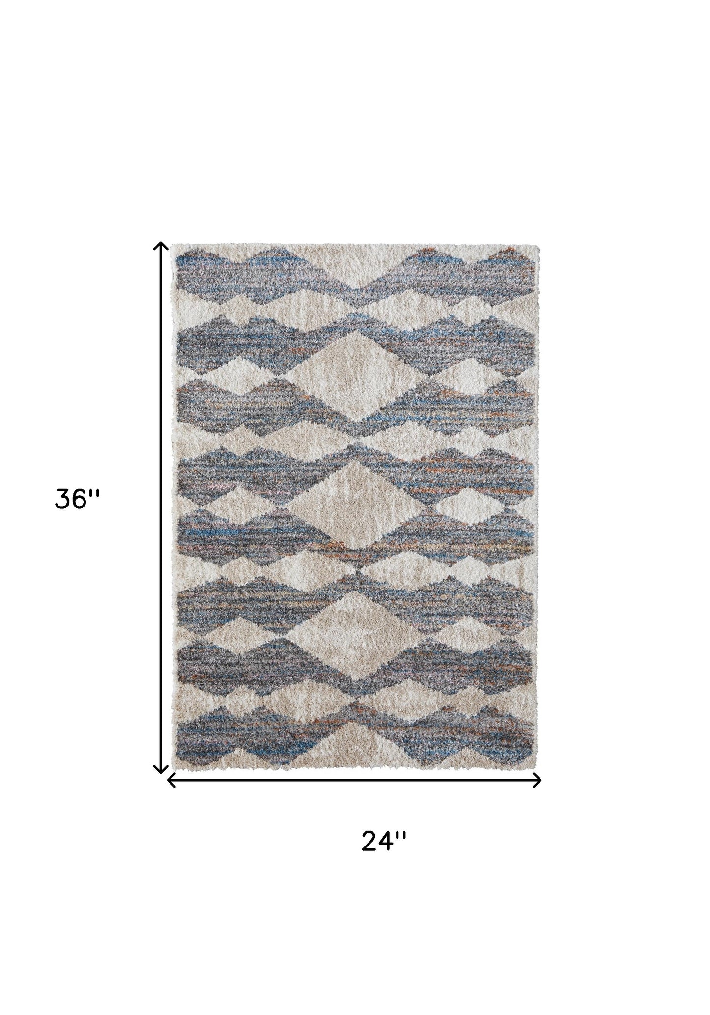 4' X 6' Ivory Gray And Blue Chevron Power Loom Stain Resistant Area Rug