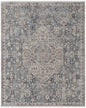 5' X 7' Blue And Ivory Floral Power Loom Stain Resistant Area Rug