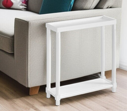 Set Of Two 24" White Wood Rectangular End Tables With Shelf