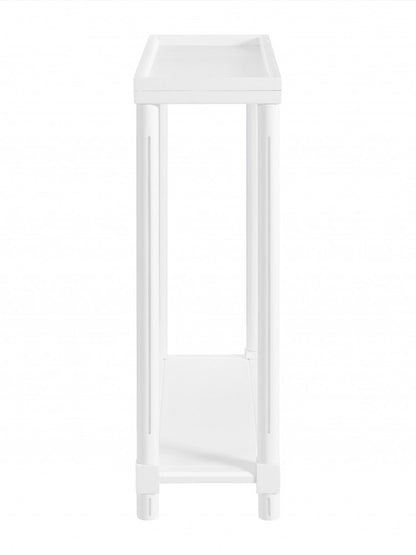 Set Of Two 24" White Wood Rectangular End Tables With Shelf