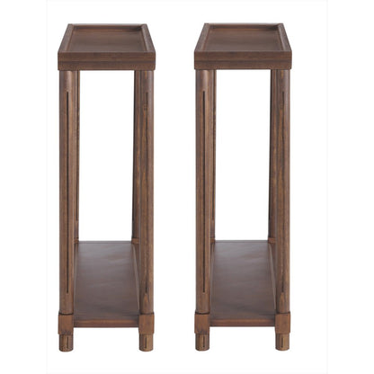 Set Of Two 24" Brown Wood Rectangular End Tables With Shelf