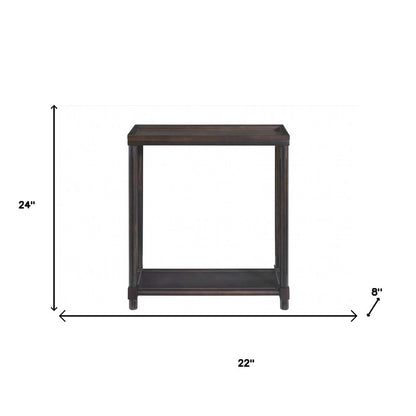 Set of Two 24" Espresso Solid Wood End Tables With Shelf