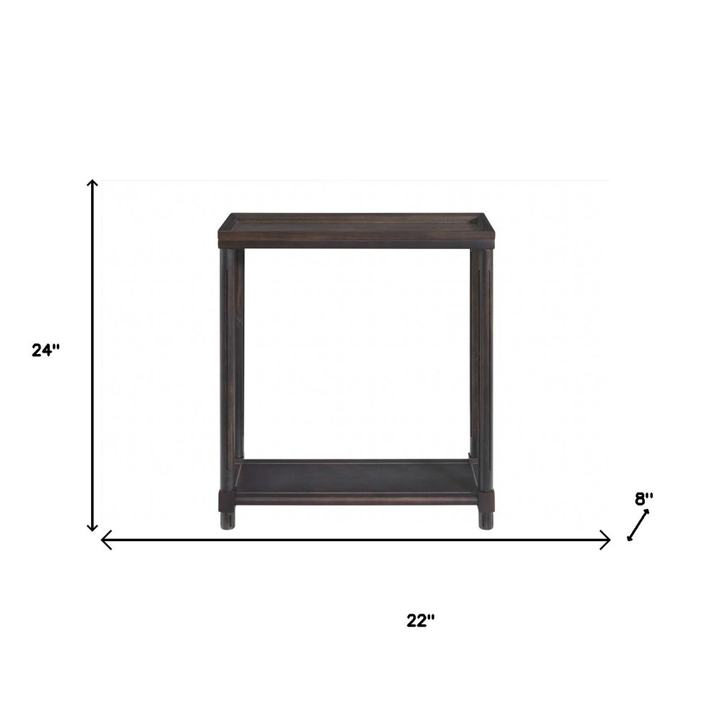 Set of Two 24" Espresso Solid Wood End Tables With Shelf