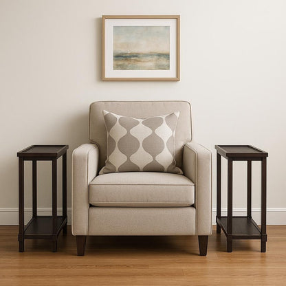 Set of Two 24" Espresso Solid Wood End Tables With Shelf