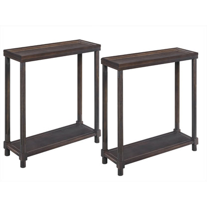 Set of Two 24" Espresso Solid Wood End Tables With Shelf