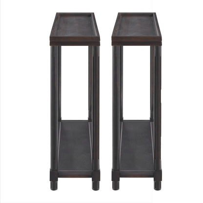 Set of Two 24" Espresso Solid Wood End Tables With Shelf