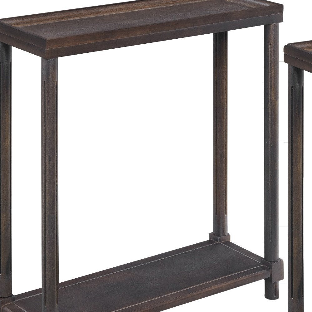 Set of Two 24" Espresso Solid Wood End Tables With Shelf