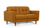 59" Camel And Brown Leather Loveseat