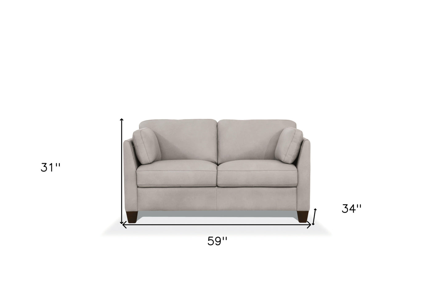 59" Off White And Brown Leather Loveseat