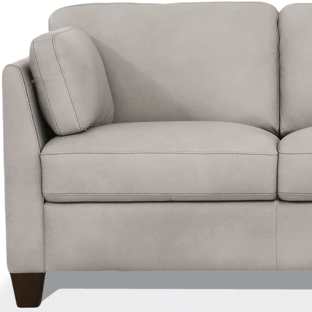 59" Off White And Brown Leather Loveseat