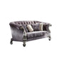 76" Purple And Platinum Velvet Loveseat and Toss Pillows