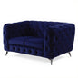 72" Blue And Silver Velvet Loveseat