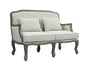 56" Cream And Gray Linen Loveseat and Toss Pillows