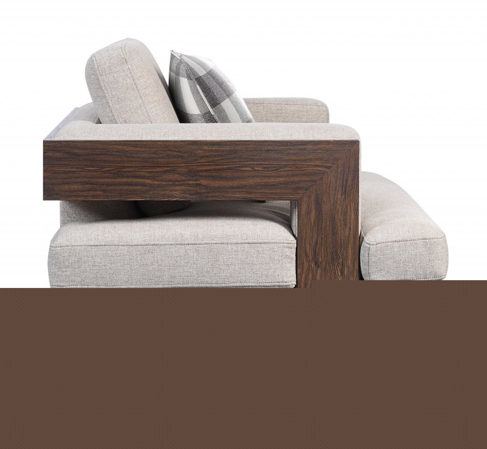 72" Beige And Brown Linen Loveseat