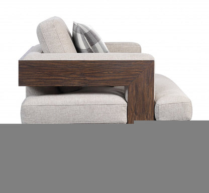 72" Beige And Brown Linen Loveseat