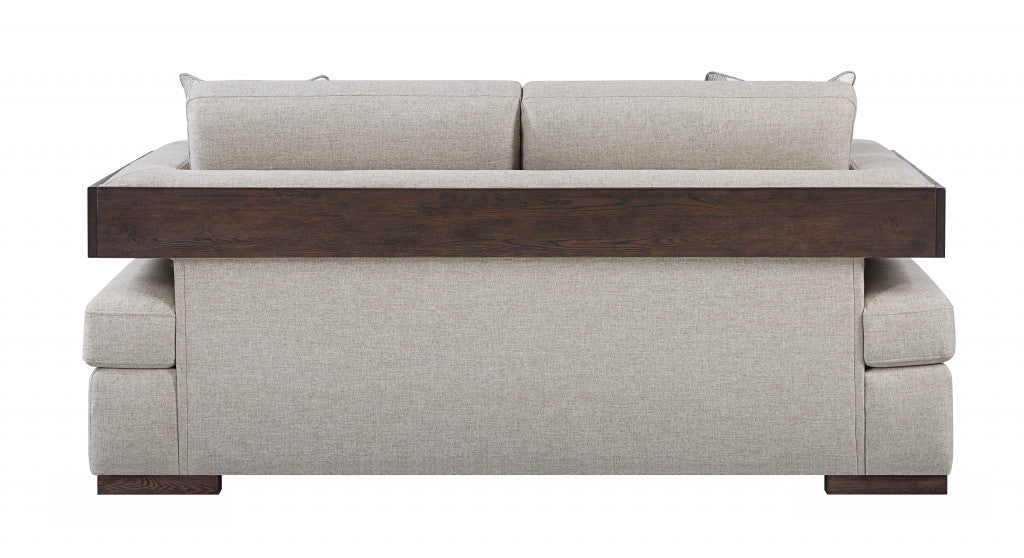 72" Beige And Brown Linen Loveseat