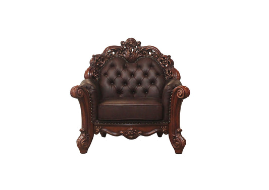 48" Dark Brown Faux Leather Tufted Club Chair