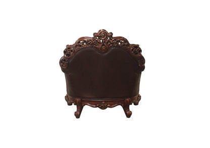 48" Dark Brown Faux Leather Tufted Chesterfield Chair And Toss Pillow