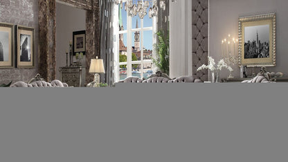 44" Gray and Platinum Velvet Floral Tufted Club Chair And Toss Pillow