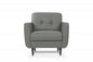 35" Gray and Black Genuine Leather Tufted Arm Chair