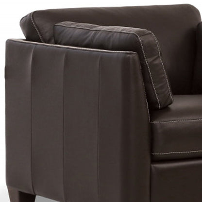 36" Chocolate and Black Genuine Leather Arm Chair