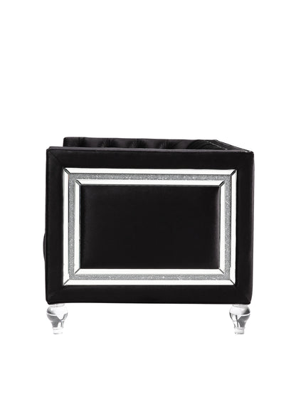 40" Black Velvet Tufted Arm Chair