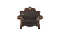 50" Chocolate Faux Leather Tufted Chesterfield Chair And Toss Pillow