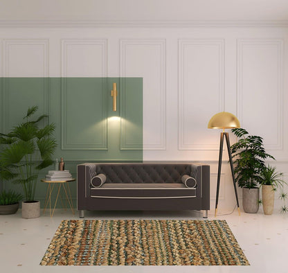 5' X 8' Green Abstract Hand Woven Non Skid Area Rug