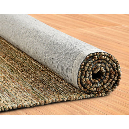 5' X 8' Green Abstract Hand Woven Non Skid Area Rug