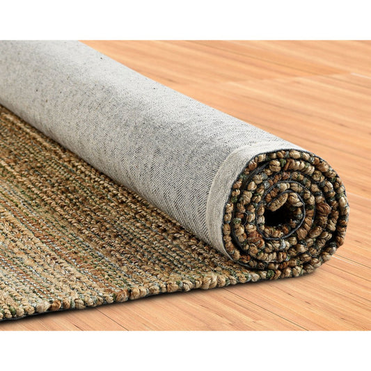 5' X 8' Green Abstract Hand Woven Non Skid Area Rug