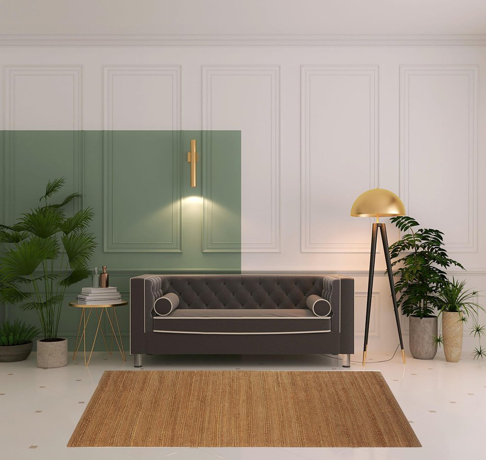 5' X 8' Green Abstract Hand Woven Non Skid Area Rug