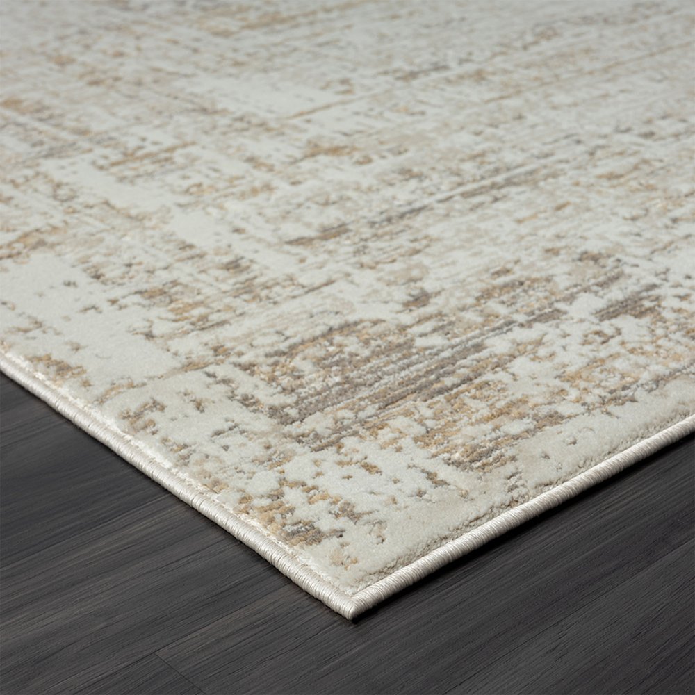 2' X 3' Beige Abstract Distressed Area Rug