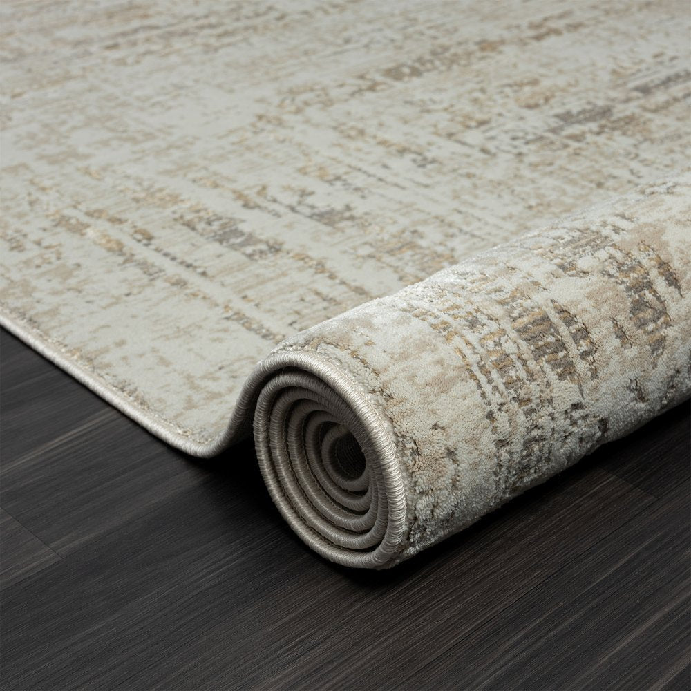 2' X 3' Beige Abstract Distressed Area Rug