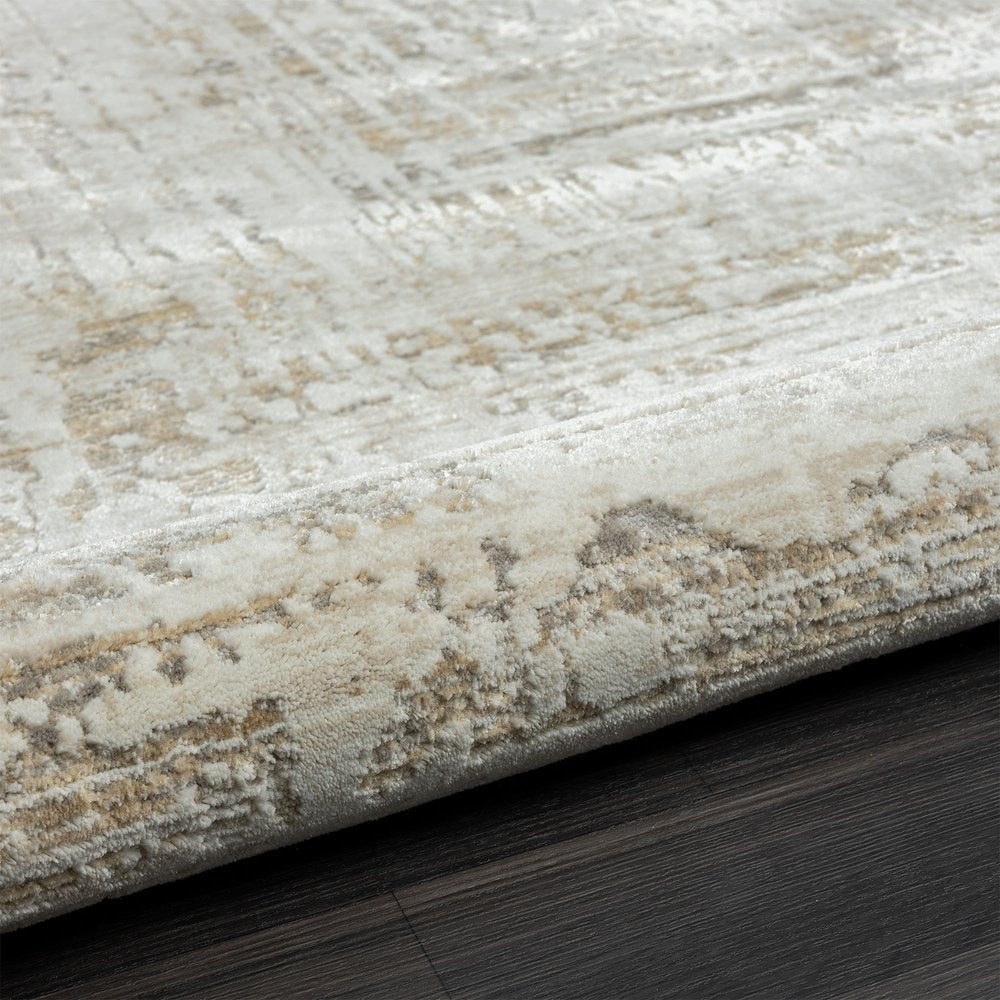 2' X 3' Beige Abstract Distressed Area Rug