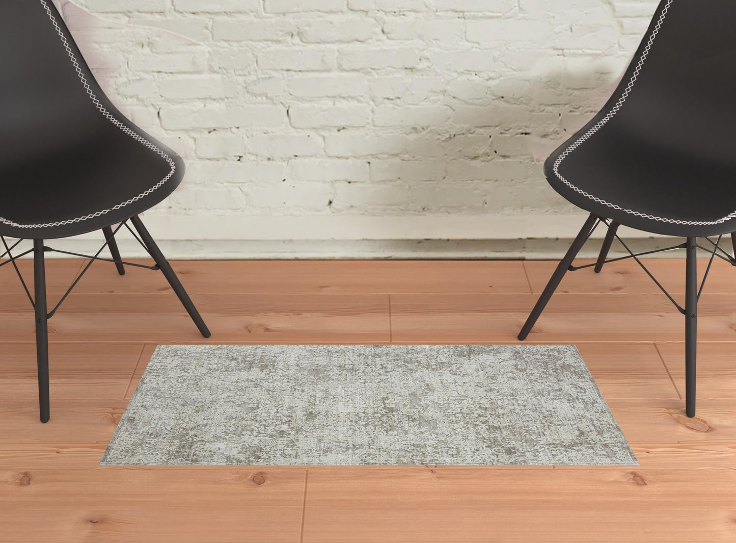 2' X 3' Gray Abstract Distressed Area Rug