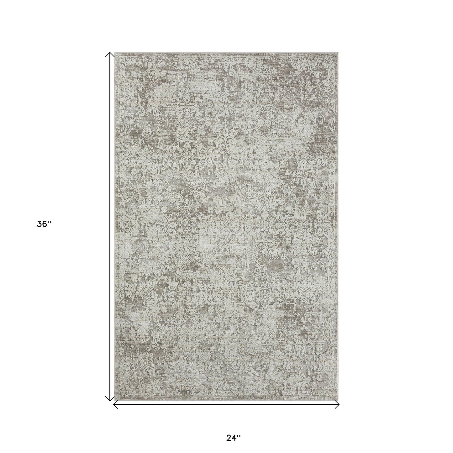 2' X 3' Gray Abstract Distressed Area Rug