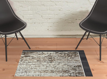 2' X 3' Beige Abstract Distressed Area Rug