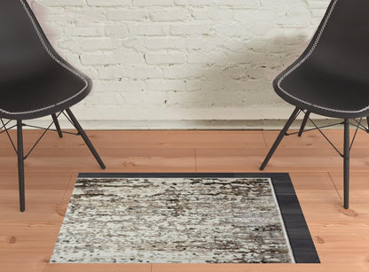 2' X 3' Beige Abstract Distressed Area Rug
