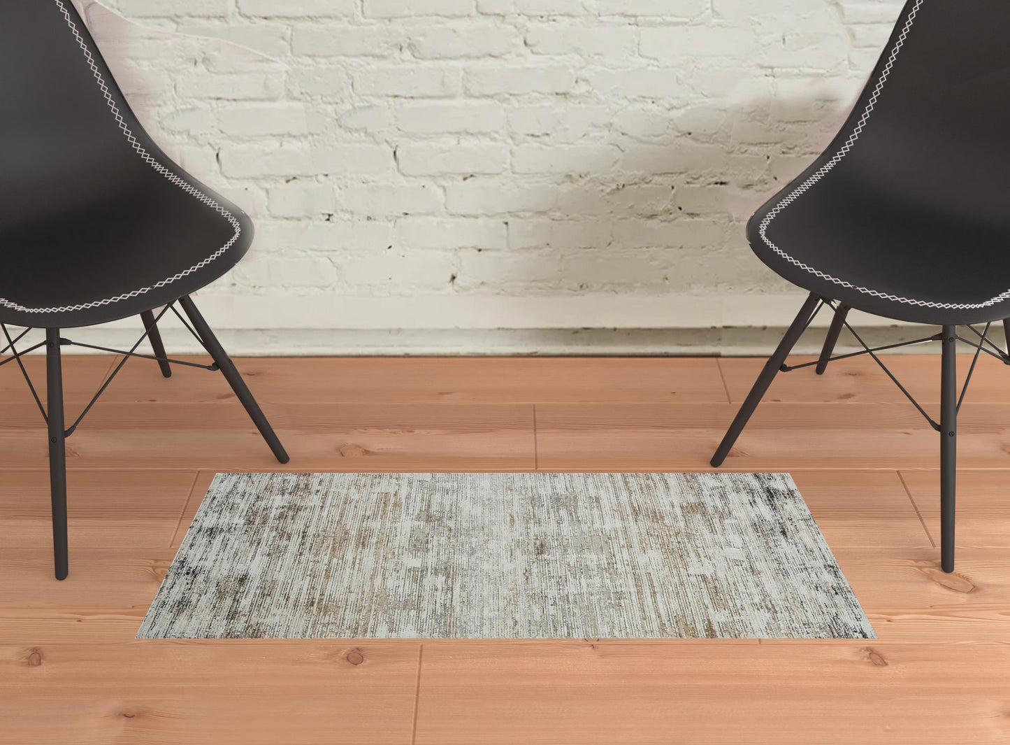 2' X 3' Gray Abstract Distressed Area Rug