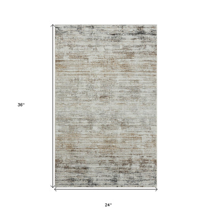 2' X 3' Gray Abstract Distressed Area Rug