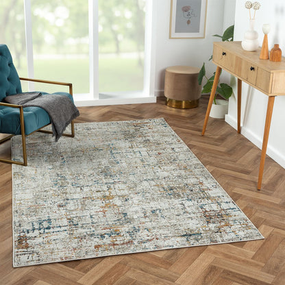 2' X 3' Gray Abstract Distressed Area Rug