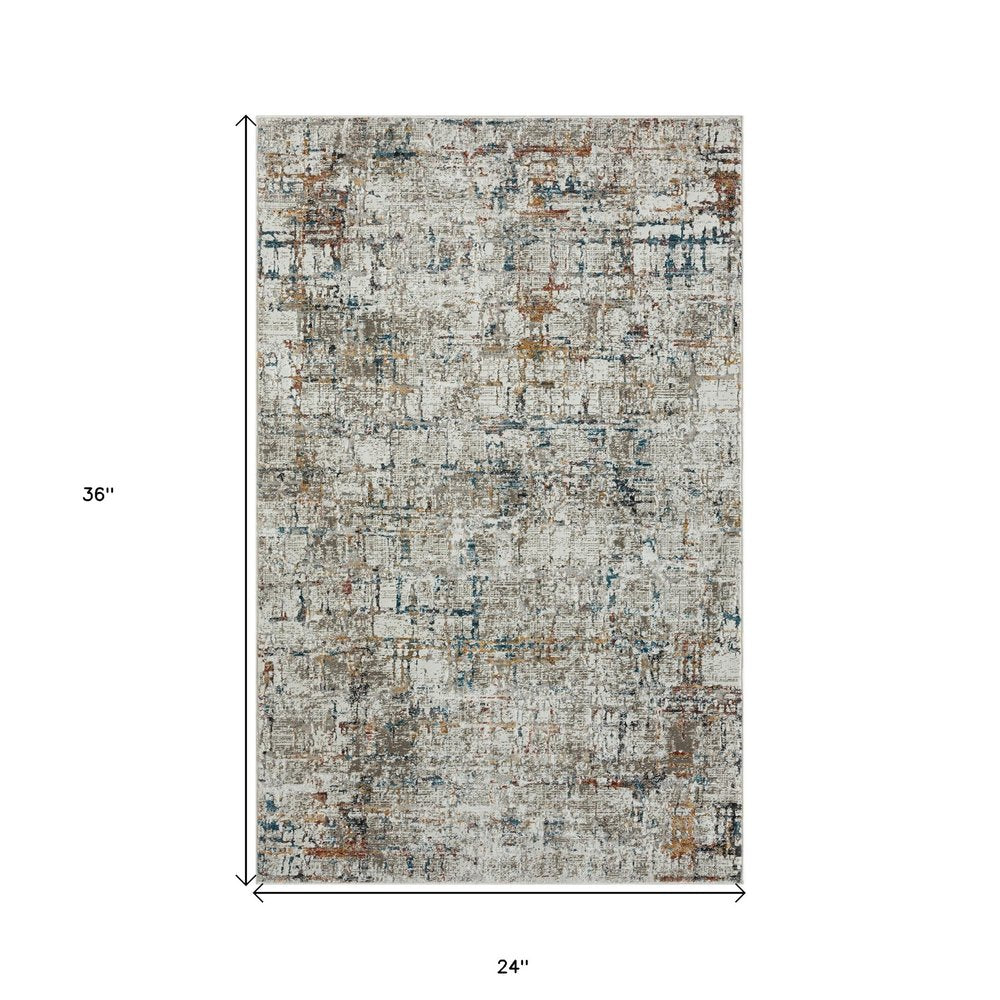 2' X 3' Gray Abstract Distressed Area Rug