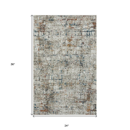 2' X 3' Gray Abstract Distressed Area Rug
