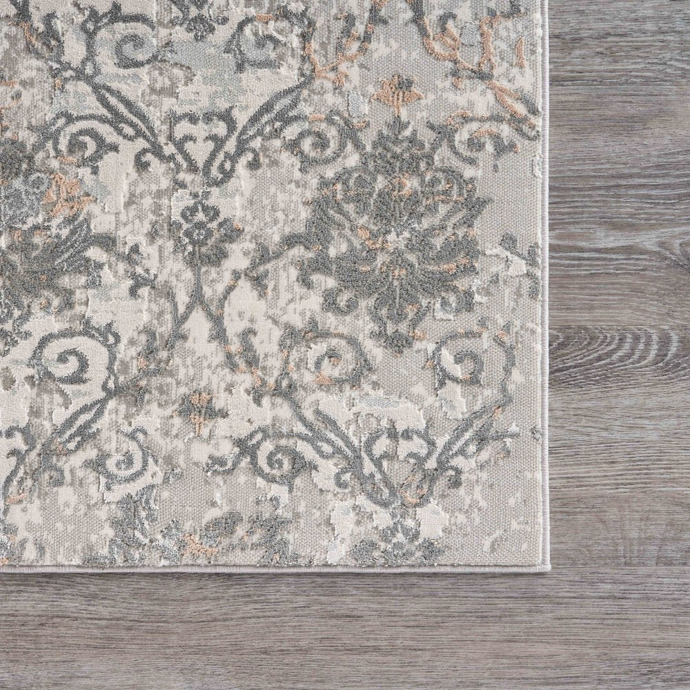 2' X 3' Cream Abstract Distressed Area Rug