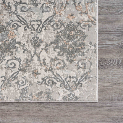 2' X 3' Cream Abstract Distressed Area Rug