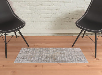 2' X 3' Cream Abstract Distressed Area Rug
