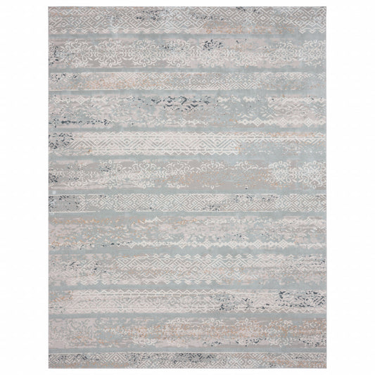 2' X 3' Blue Abstract Distressed Area Rug