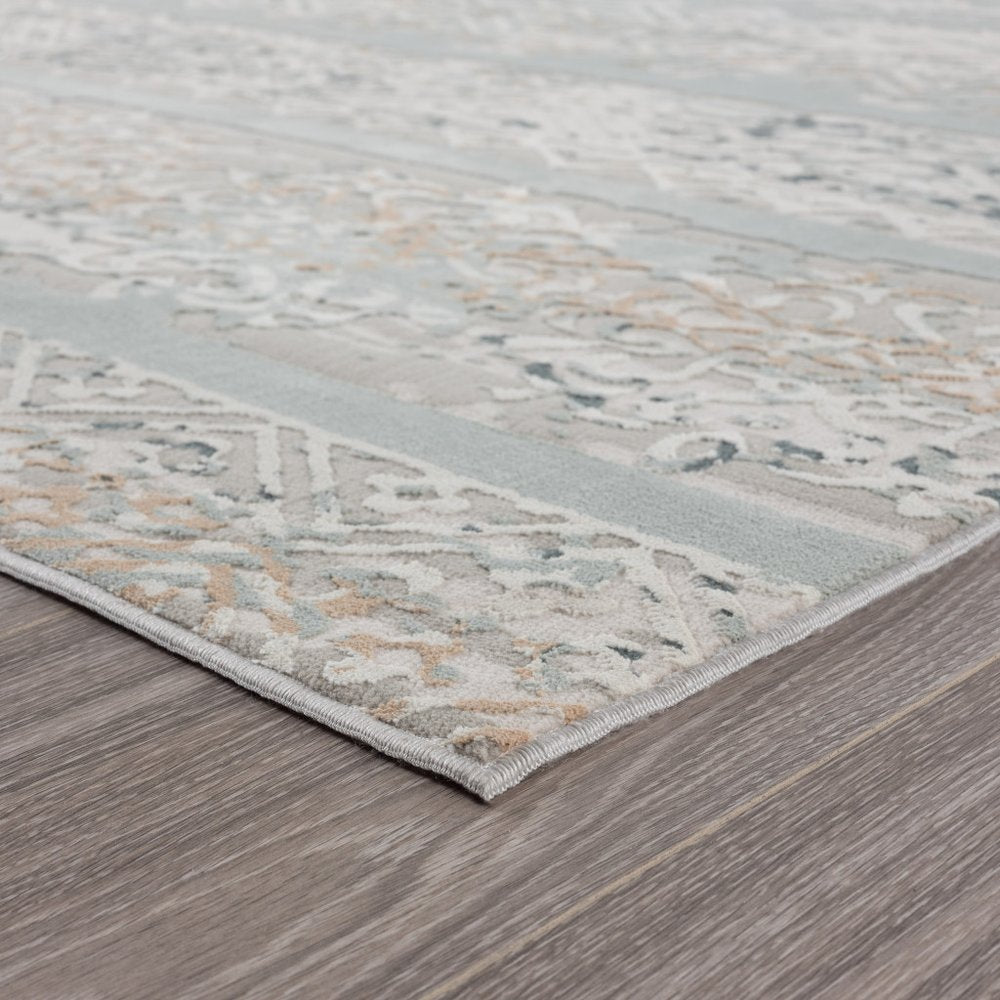 2' X 3' Blue Abstract Distressed Area Rug