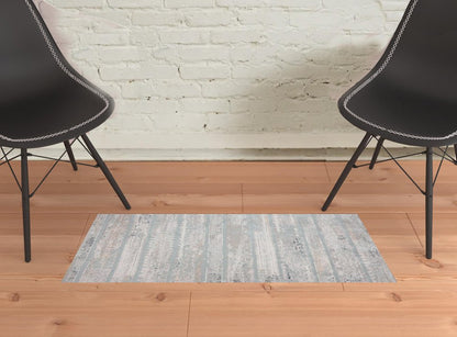 2' X 3' Blue Abstract Distressed Area Rug