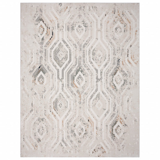 2' X 3' Cream Abstract Distressed Area Rug